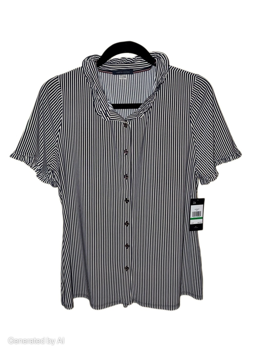Tommy Hilfiger Black and White Stripe Button-Down Shirt